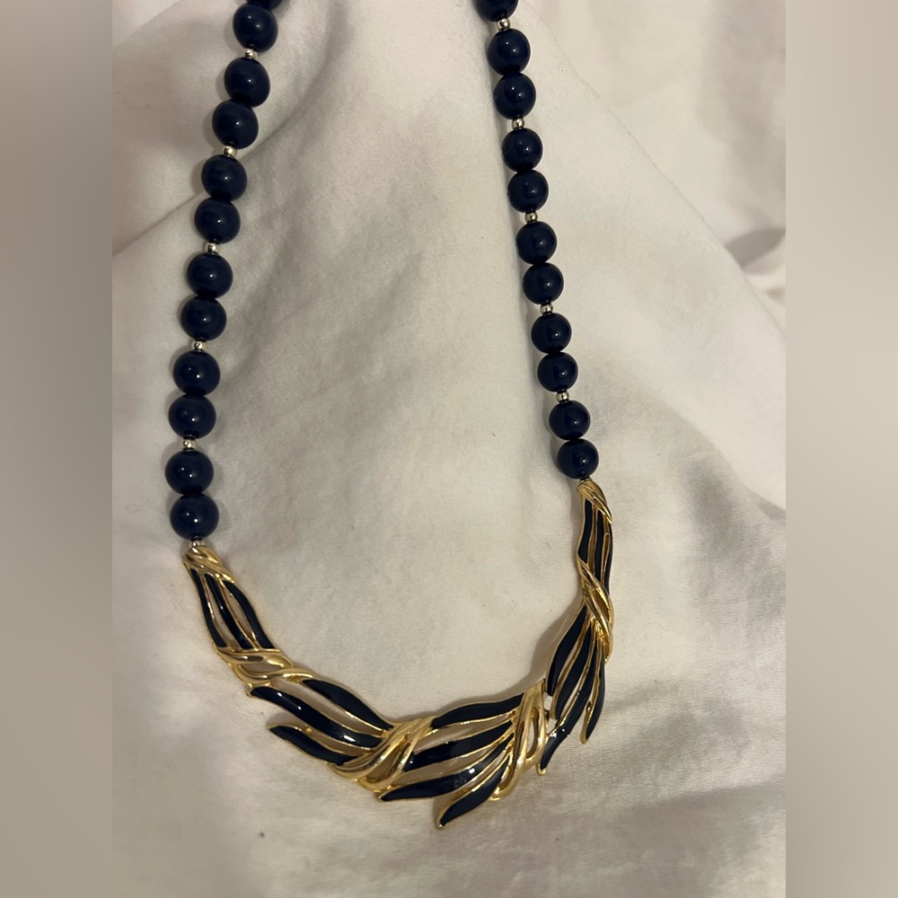 Dark blue vintage necklace.